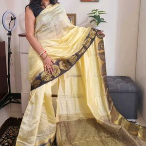 Tussar Silk Self Embossed Saree