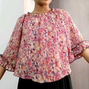 Cute Floral Flowy Pink Top