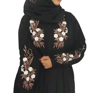 Black Thread Embroidery Burkha