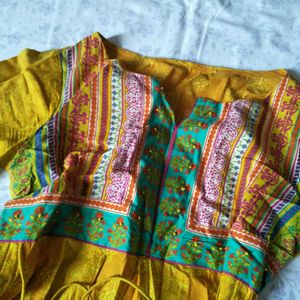 Yellow Printed Anarkali