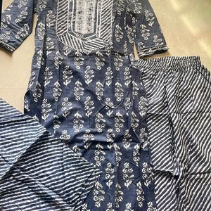 Kurti set Blue with dupatta