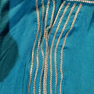 Silver Work Sky-blue Tunic Top