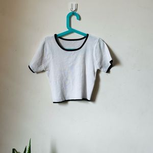 Round Neck White Crop Top