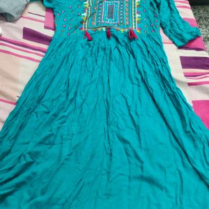 Cyan Kurti Jaipuri Print