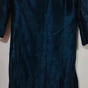 Blue Kurta With Mirror And Thread Work