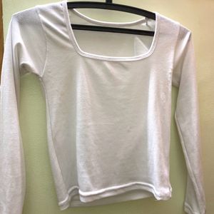 White Square Neck Top