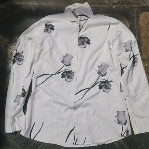 White Printed Shirt Sz M