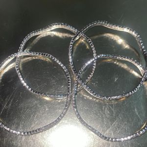 Silver Diamond Oxidised Bangles