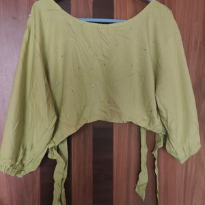 Lime Green Backless Blouse / Crop Top (Women)