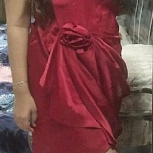 Satin Party Wear Dress With Single Strap