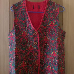 Red-floral Half-waistcoat