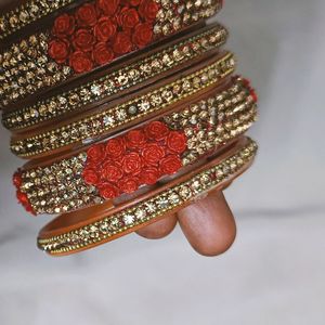 Rose Bangles With Free Bands