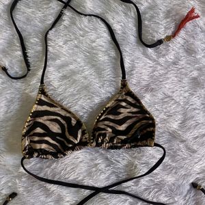 Leopard Print Tassel Beautiful Bikini Top