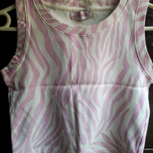 Lilac White Ribbed Tank Top