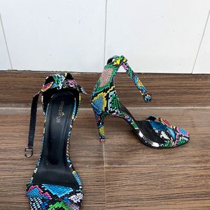 Multicoloured Snake Print 4 Inch Heels, Size 36