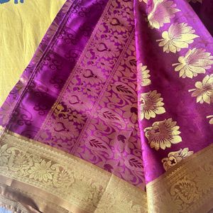 Silk Pink Double Color Saree With blouse