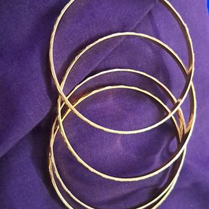 Gold Plated Thin Bangles - 4 Nos