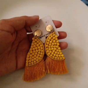 Yellow Beaded Bohot Earrings