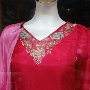 Pink Rani 3pcs Kurti XL Size