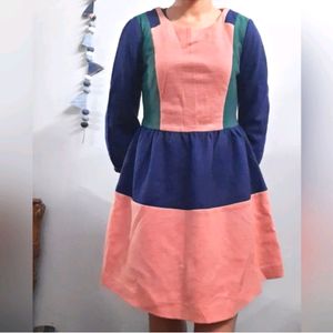 Color Block A Line Warm Dress