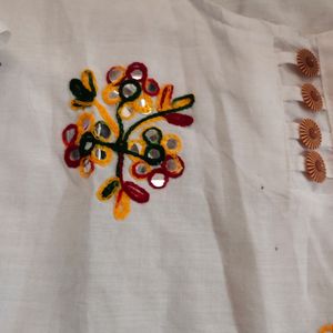 White Embroidery Kurti