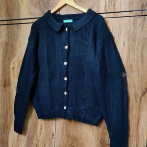 Dark Blue Front Open Sweater Size-44-46