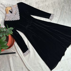 Korean Autumn Velvet Dress