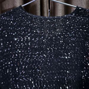 Sequins Black Sweat Top