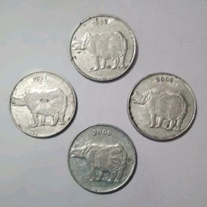 Old 25 Paise Rhino Steel Coin