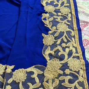 Royal Blue Saree With Work Blouse