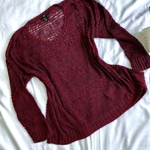 H&M Knitted Oversized Burgundy Pullover Top