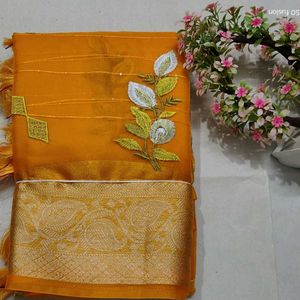 Beutyfull Organza Embroidery Work Saree