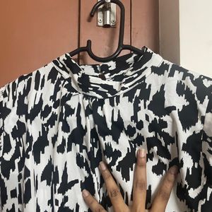 Printed Black And White Dress