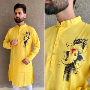 Ganapati Special Cotton Printed Kurta With Pajama