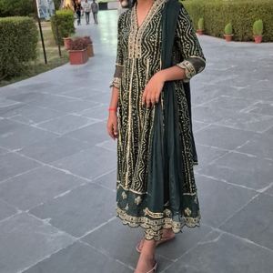 Bottle Green Anarkali Shuit