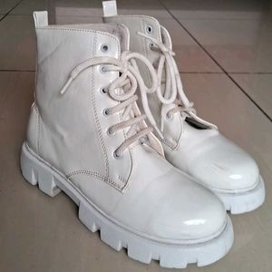 White Patent Combat Boots