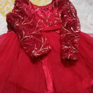 Net Frock, Red Colour