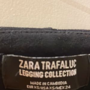 ZARA Black Leggings with Waist Detail Slim Fit