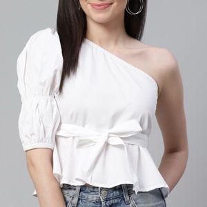 White One Shoulder Top- Fits Bust 34- Worn Once