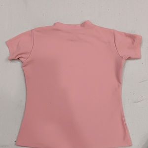 New T Shirt Peach Color For Womens Highneck