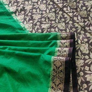 Green And Maroon Crepe Silk Saree