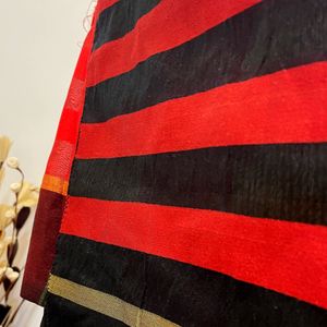 Checkered Red & Black Beautiful saree