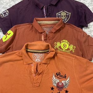 Punk Polo Tshirts Set Of 3 Printed M Size