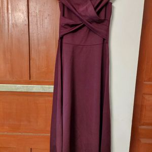 Athena Burgundy Off Shoulder Dress