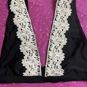 Women Black Lace Brallete V Neck