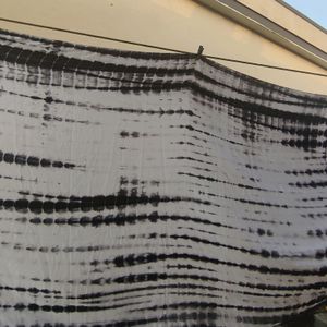 Black And White Tie Dye Print Chiffon Saree