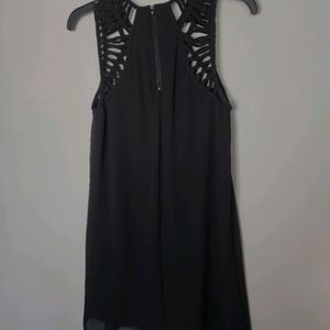 Gothic Black Cutout Georgette Midi Dress