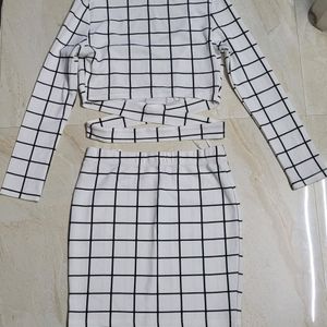 SHEIN black & white square textured Co-ord Set