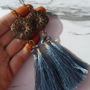 Oxidised Tassel Earrings