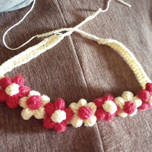 Crochet Puff Flowers Belt Hairband